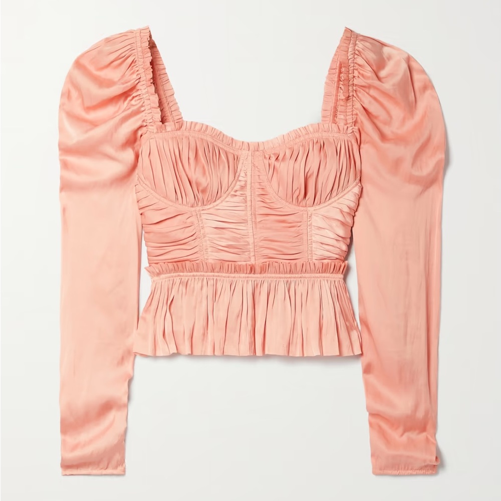 Ulla Johnson Mia Plissè Satin Blouse - Size 00